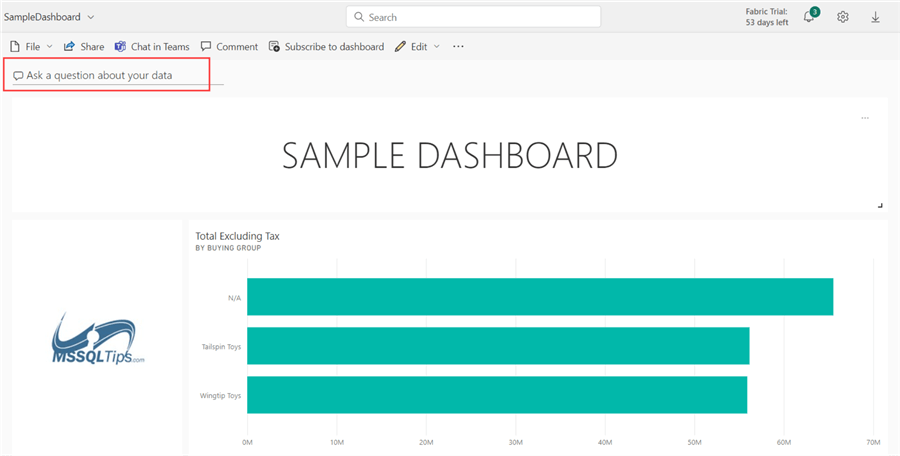 sample dashboard in Power BI