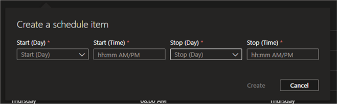 Managed Instance Schedule