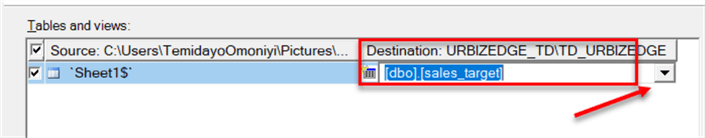 Insert Table Using SQL Server Import and Export Wizard