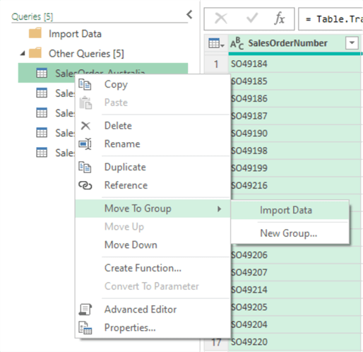 Move queries to the group