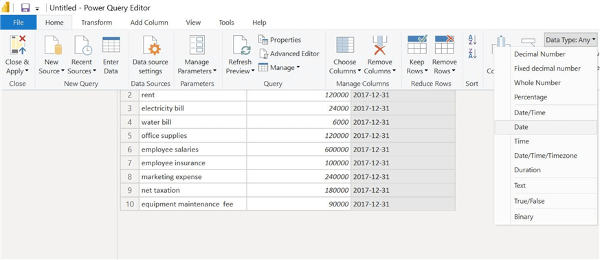 Changing datatype of the new column