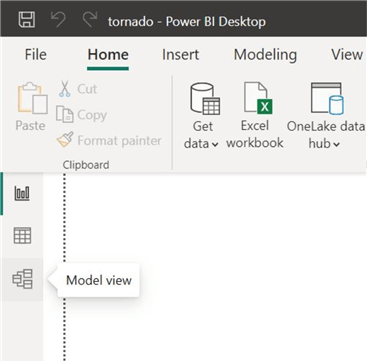 Main interface of power BI