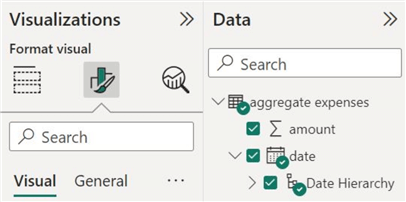 Formatting streams in the visualization panel