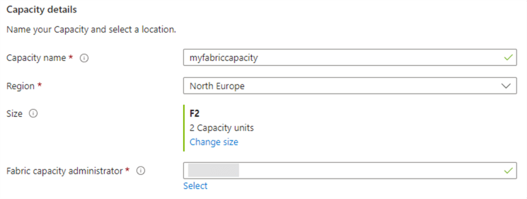 specify name, region, size and admin