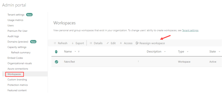 reassign workspace