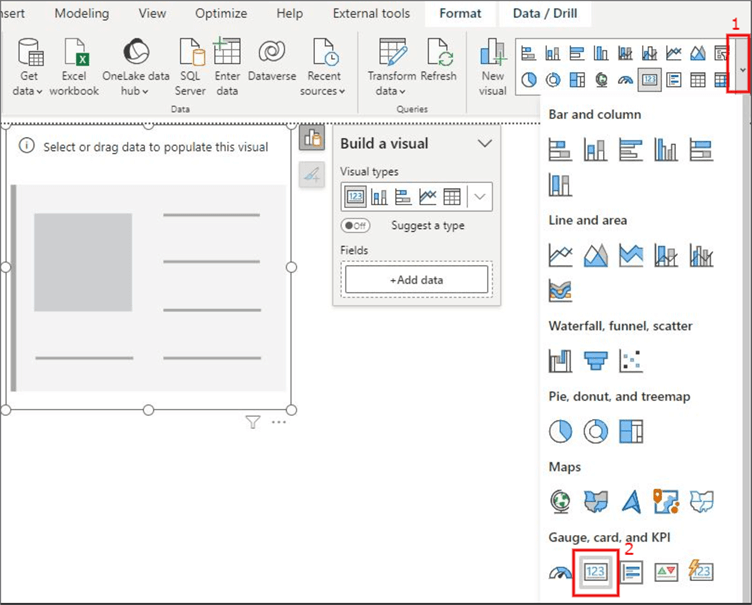 Using a card visual in Power BI new UI
