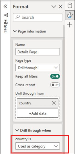 Diagram showing the drill through when sub-section of the new PBI UI