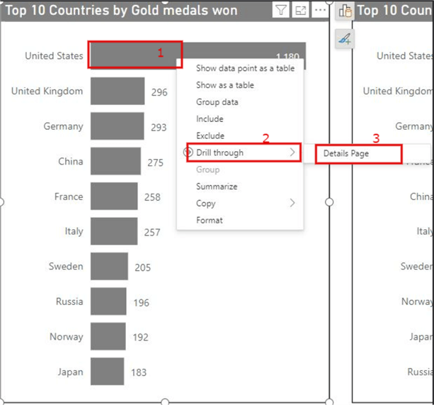 How to navigate to a drill-through page from a report main page sample