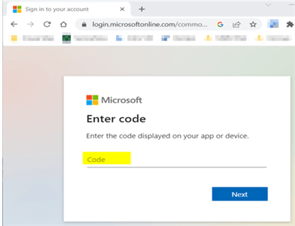 authentication code prompt