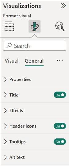 Formatting options available under the general formatting stream