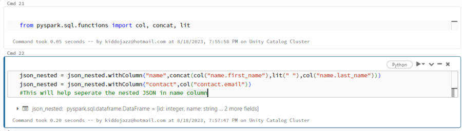 concat first name and last name to a single column called name