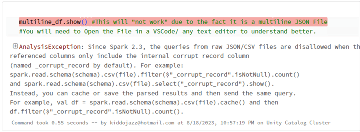 Import JSON into Databricks Spark and Excel into Databricks
