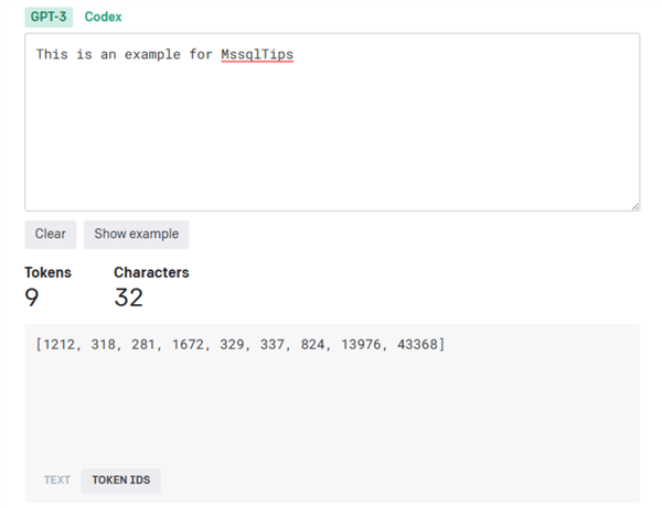 OpenAI tokenizer example