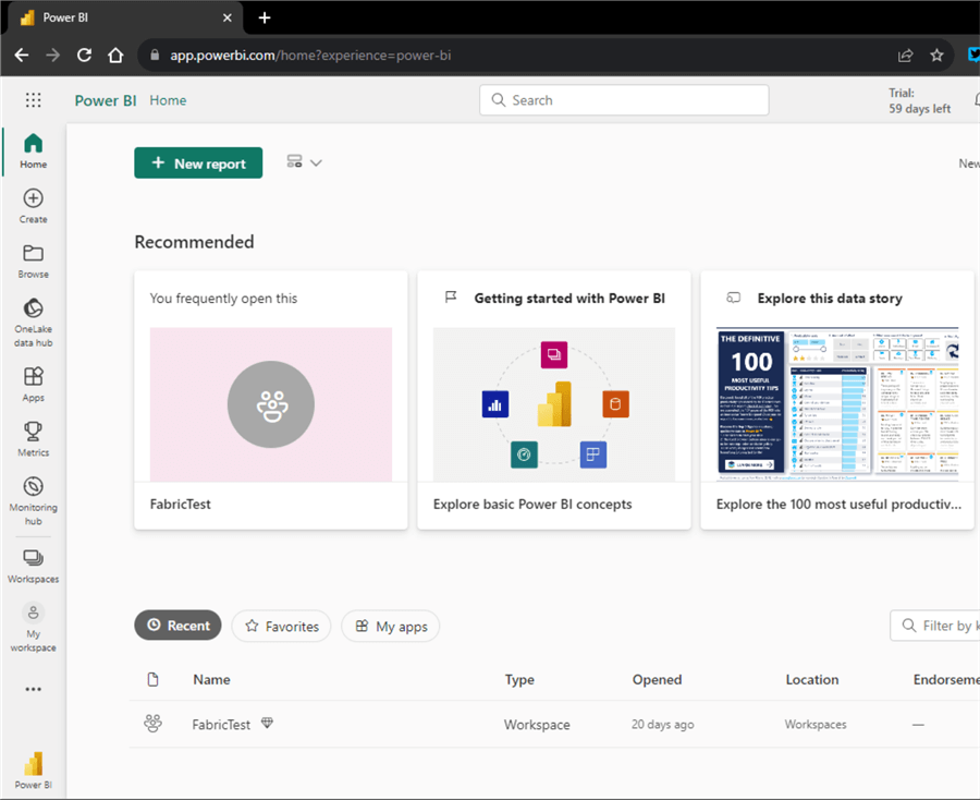 power bi persona default screen