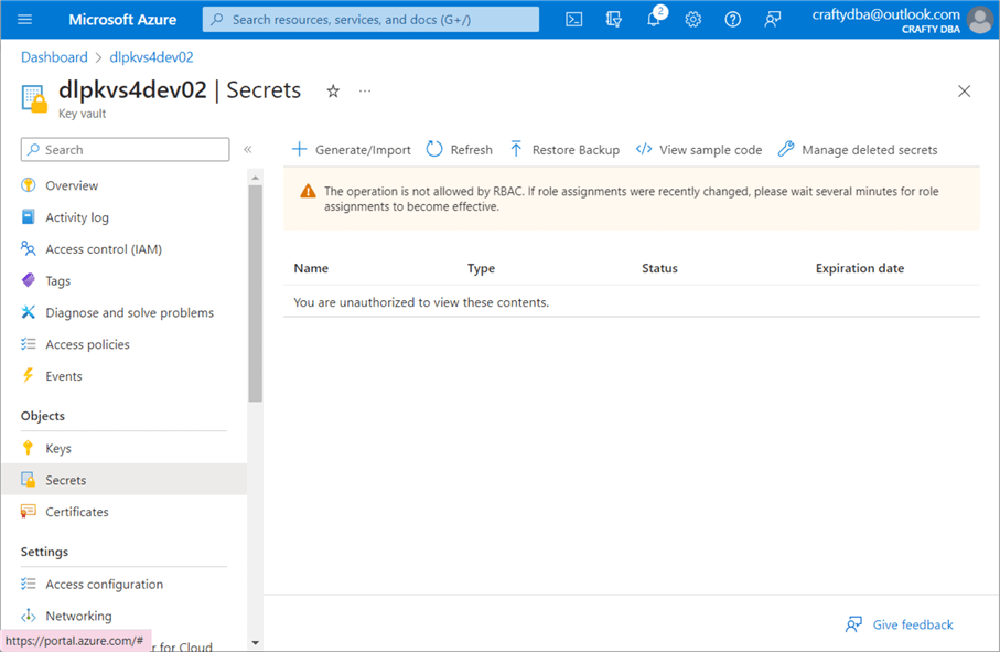 Deploy + Configure Delta Lakehouse - No access to vault after deployment