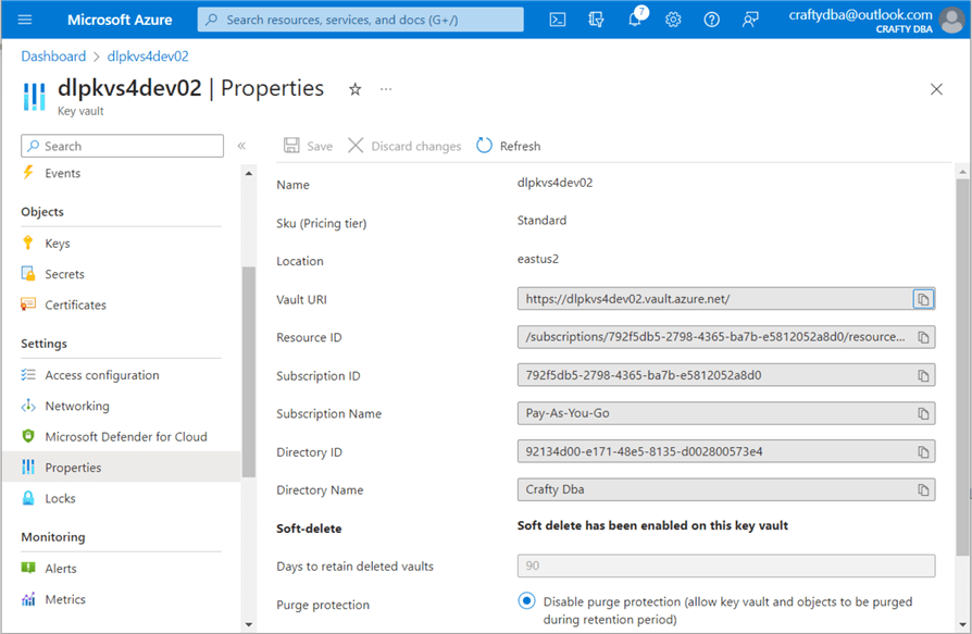Deploy + Configure Delta Lakehouse - Grab properties for the key vault