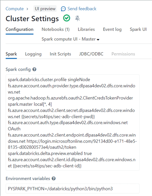Deploy + Configure Delta Lakehouse - Adding connection settings to cluster