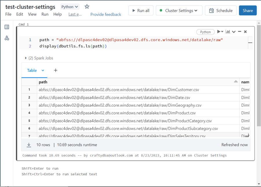 Deploy + Configure Delta Lakehouse - show how to list files using URL