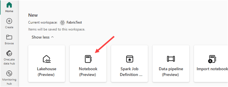 create new notebook