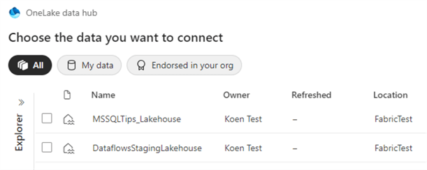 choose your desired lakehouse