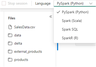 notebook language selection