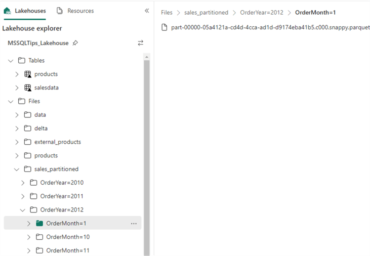 partitioned data in folders