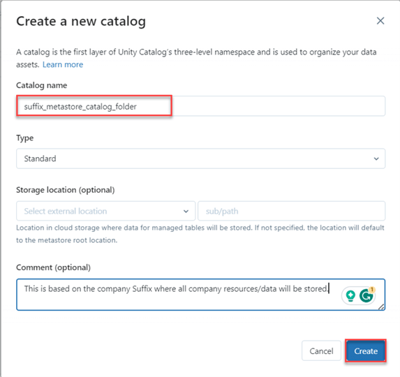 create new catalog