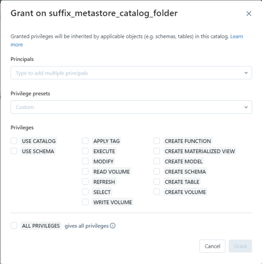 catalog permissions