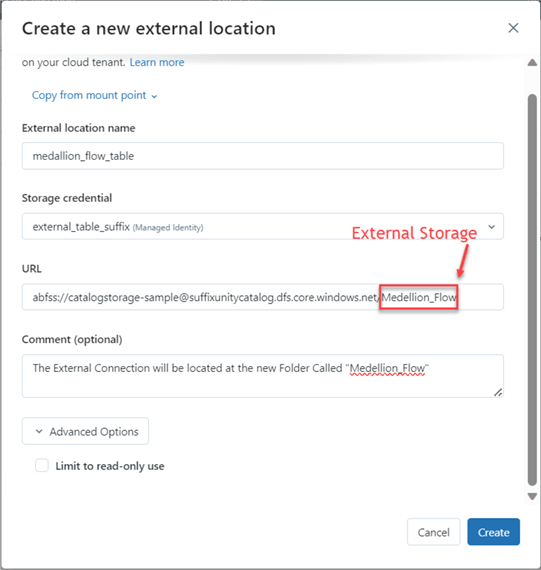 set up external location