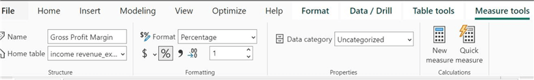 Measure Tools ribbon in Power BI
