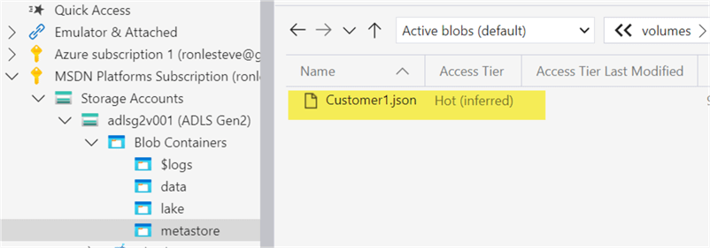 ADLSMetastore uploaded file to UC metastore container