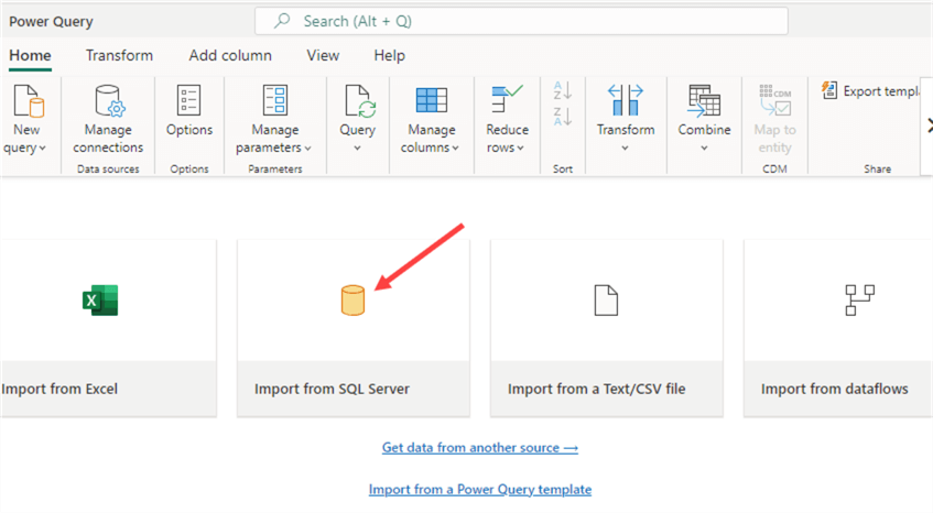 import from sql server