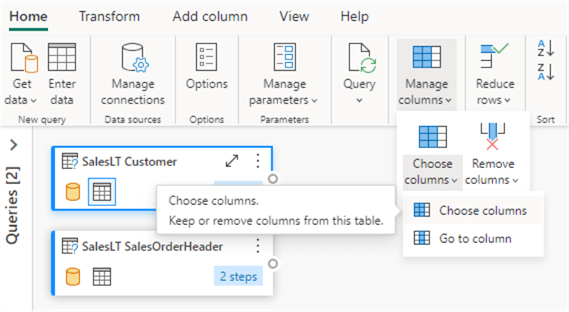 choose columns transformation