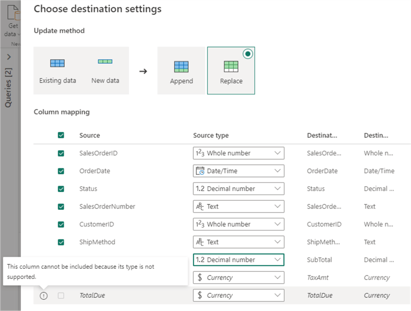 configure destination settings