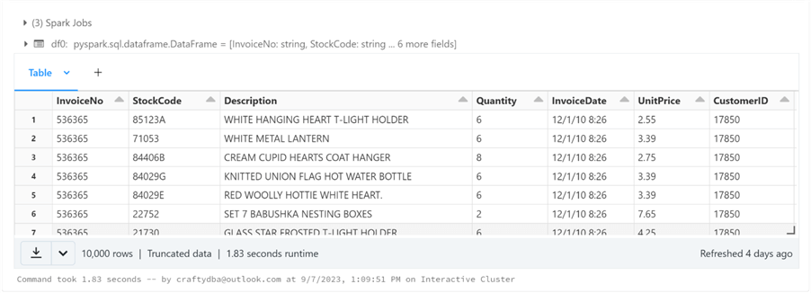 Databricks Processing - Part 1 - Read online retail data