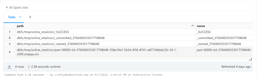 Databricks Processing - Part 1 - Write online retail data in ORC format
