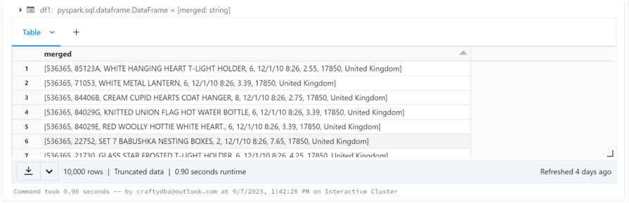 Databricks Processing - Part 1 - Convert columns to string array