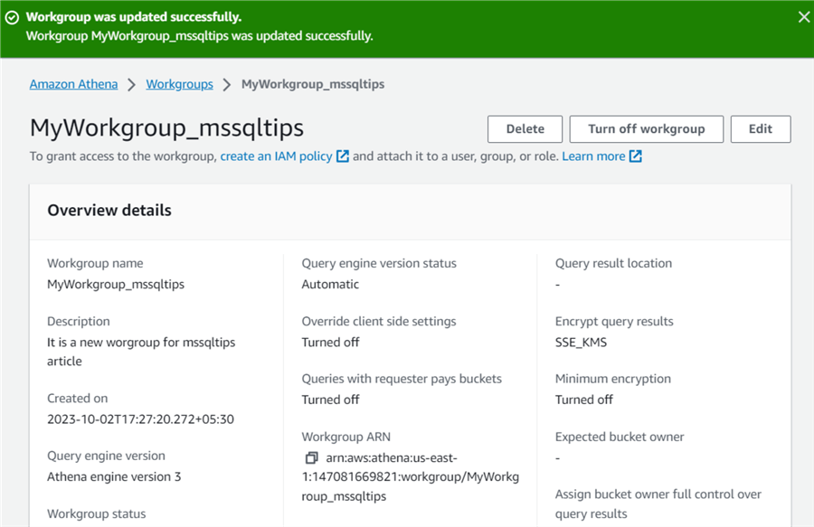 Workgroup updated successfully