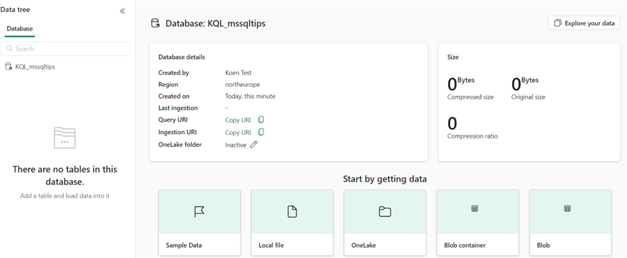 kql database created