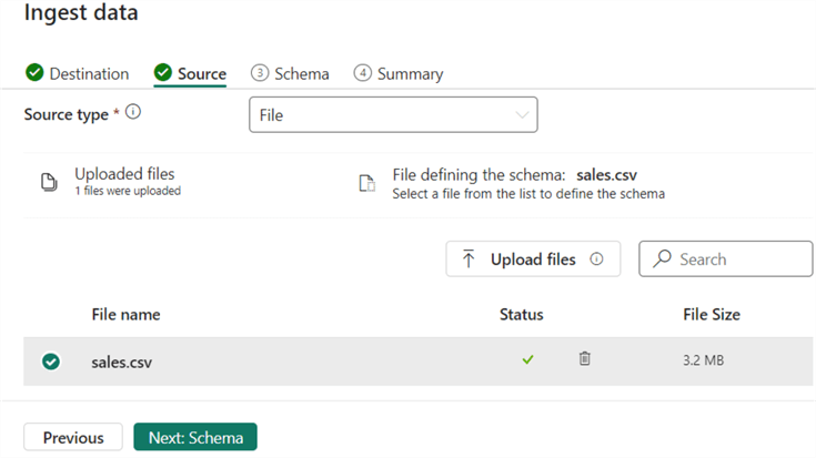 csv file uploaded