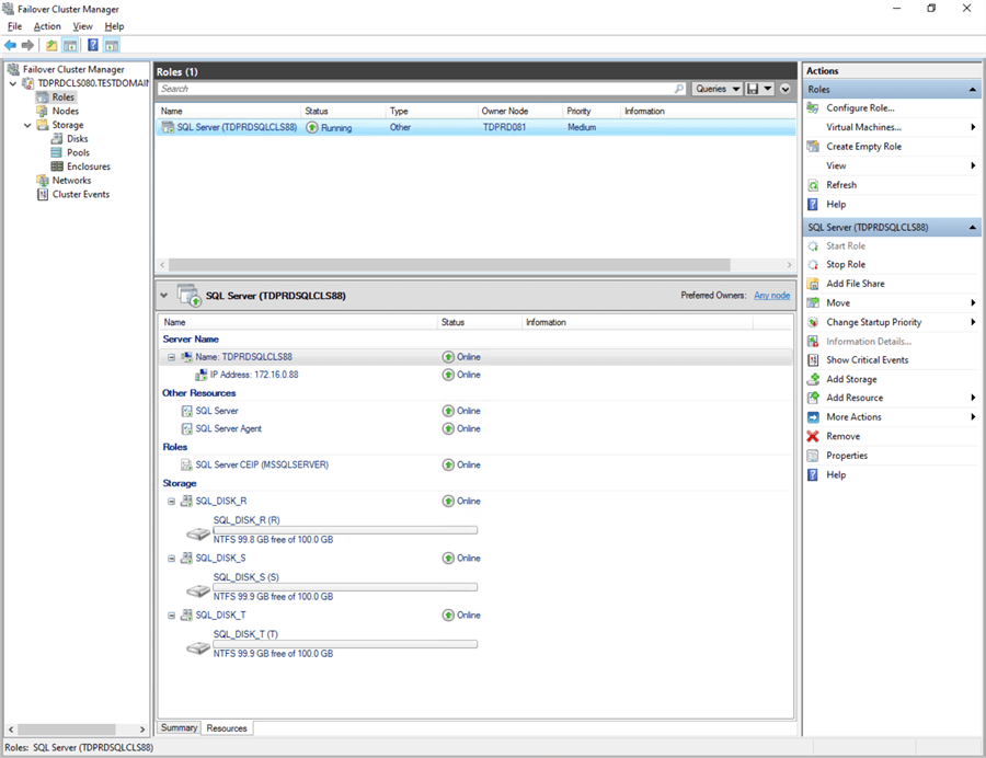 Failover Cluster Manager, Roles