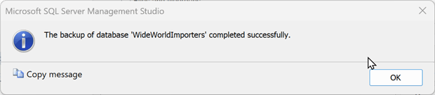 backup complete message