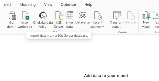 Main interface of Power BI