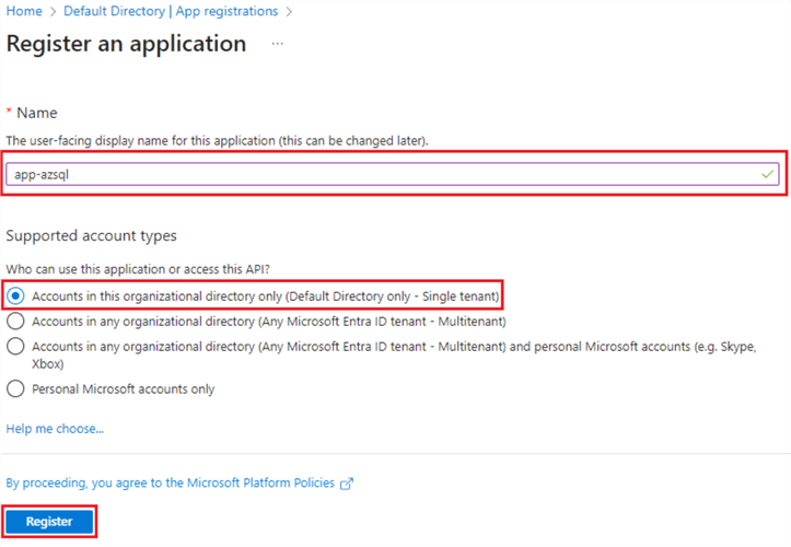 Register an application