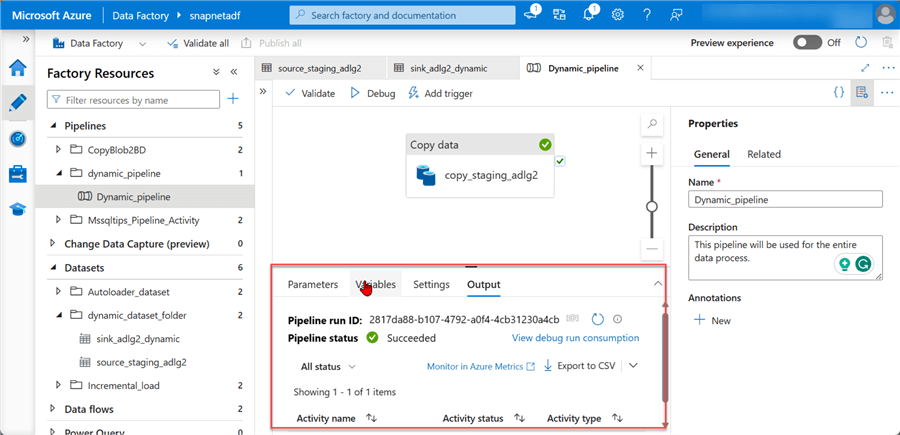 Azure Data Factory to Move Data using ForEach and Lookup Activities