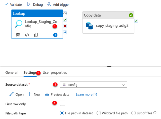Azure Data Factory to Move Data using ForEach and Lookup Activities