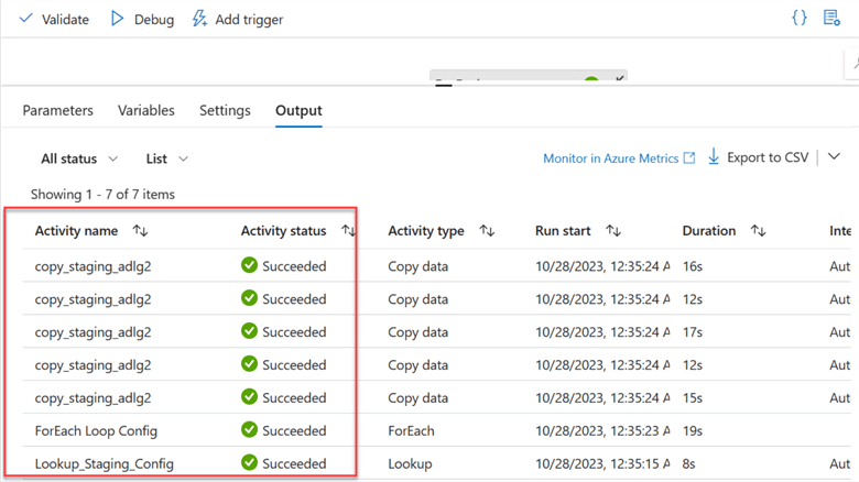 Azure Data Factory to Move Data using ForEach and Lookup Activities