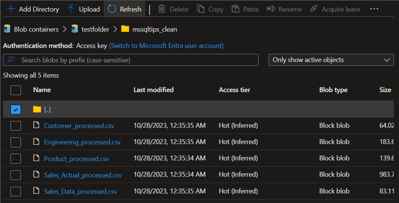 View successful data move in container
