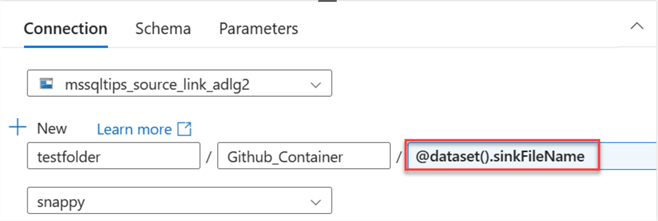 New parameter has been added to the sink dataset