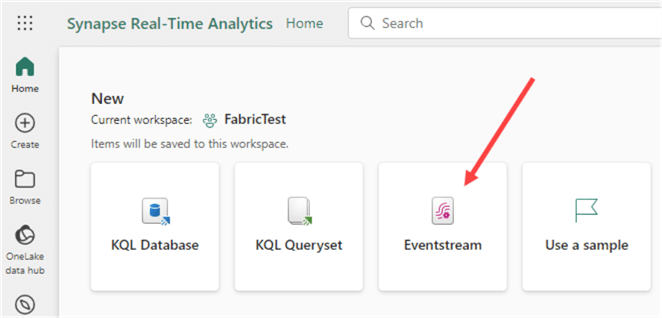 create new eventstream in Fabric